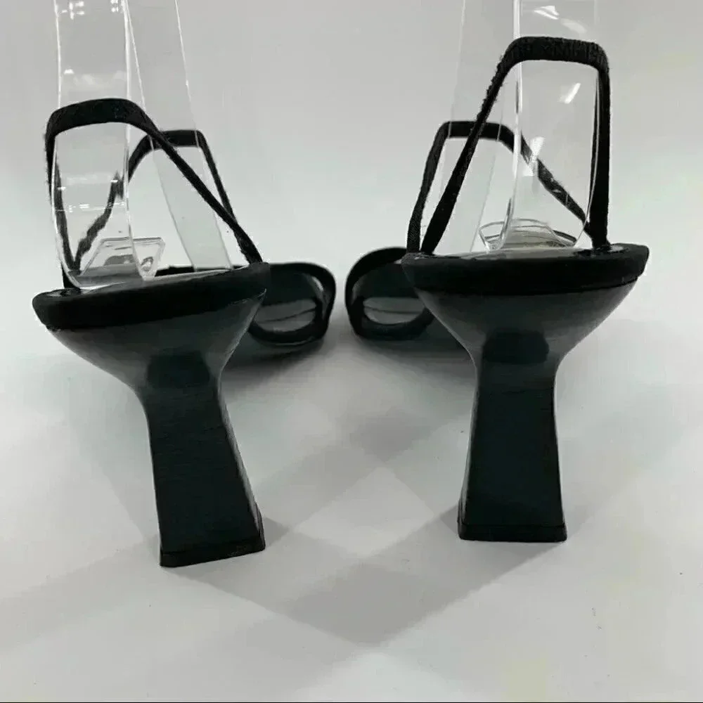 Bebe heels size 10 black stain square toe formal vintage Y2k minimalist party